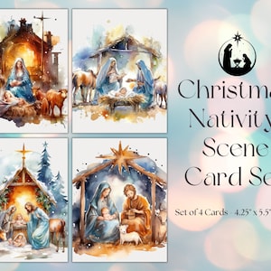 Krippenkarte zum Ausdrucken, Krippenkarten, christliche Kartendesigns, religiöse Karten, Weihnachtskartenvorlagen