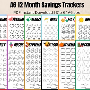 A6 Monthly Savings Challenge Tracker: Budget Binder Inserts (Digital Download)