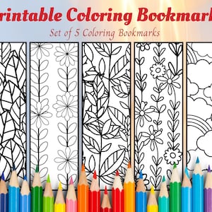 Spring Themed Bookmarks, Coloring Bookmarks for Adults, Kids Coloring Bookmarks, Printable Bookmarks, Instant Download