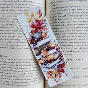 Cozy Autumn Tea Bookmarks Set of 4, Fall Themed Bookmarks, Autumn ...