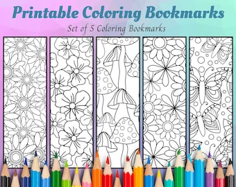 Floral Coloring Bookmarks for Adults & Kids, Coloring Bookmarks (Printable PDF)