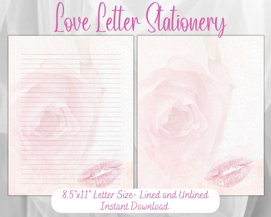 Love Letter Stationery, Printable Valentine's Day Stationery, Romantic ...