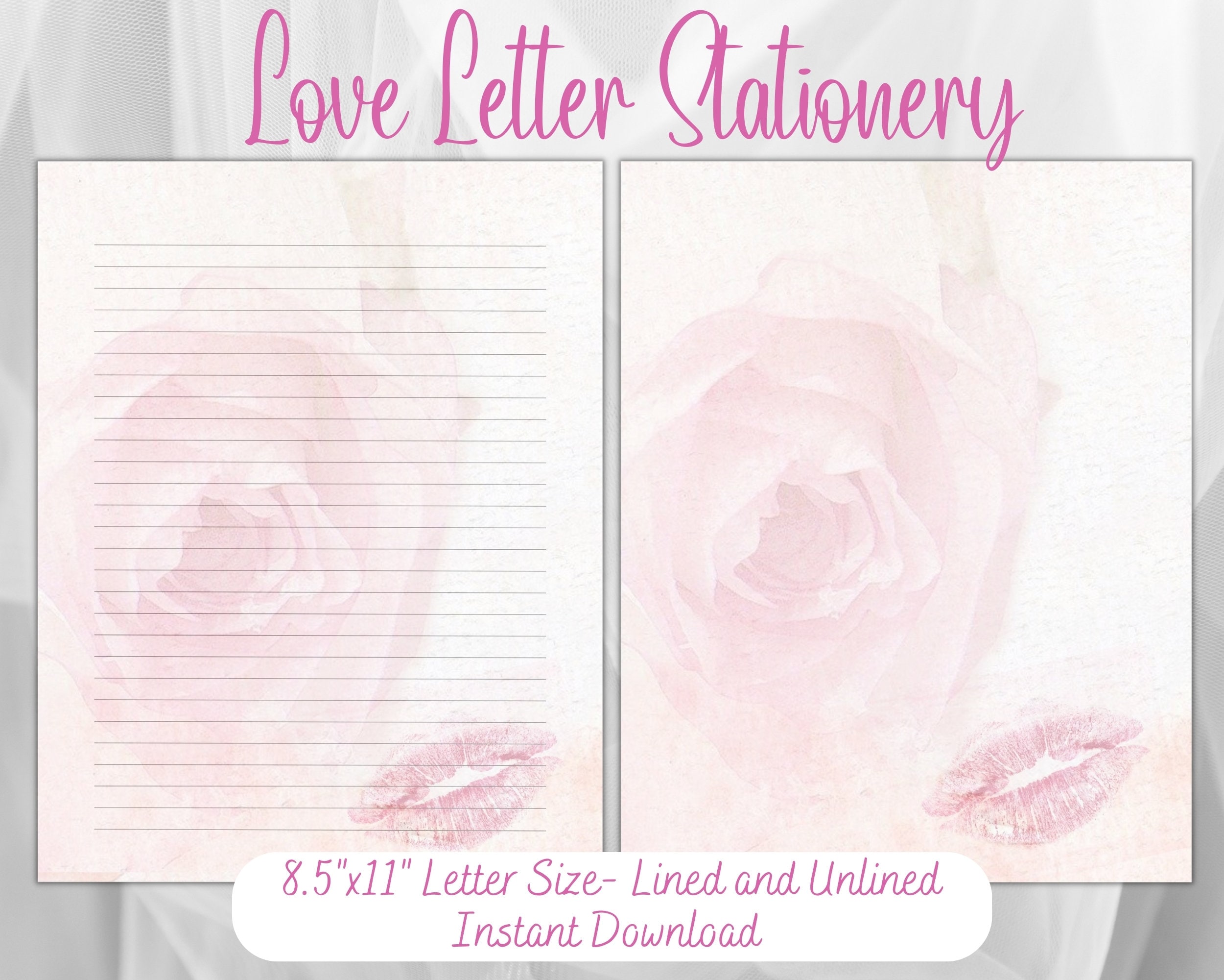 Love Letter Stationery, Printable Valentine's Day Stationery, Romantic Stationery Set, Love ...