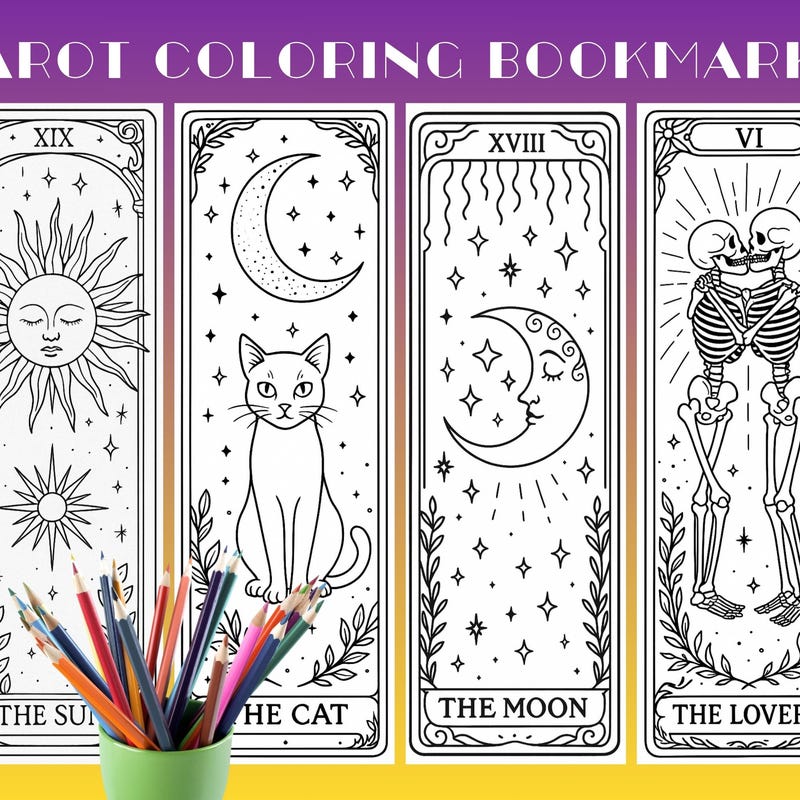 Bookmark Coloring Witchy - Etsy