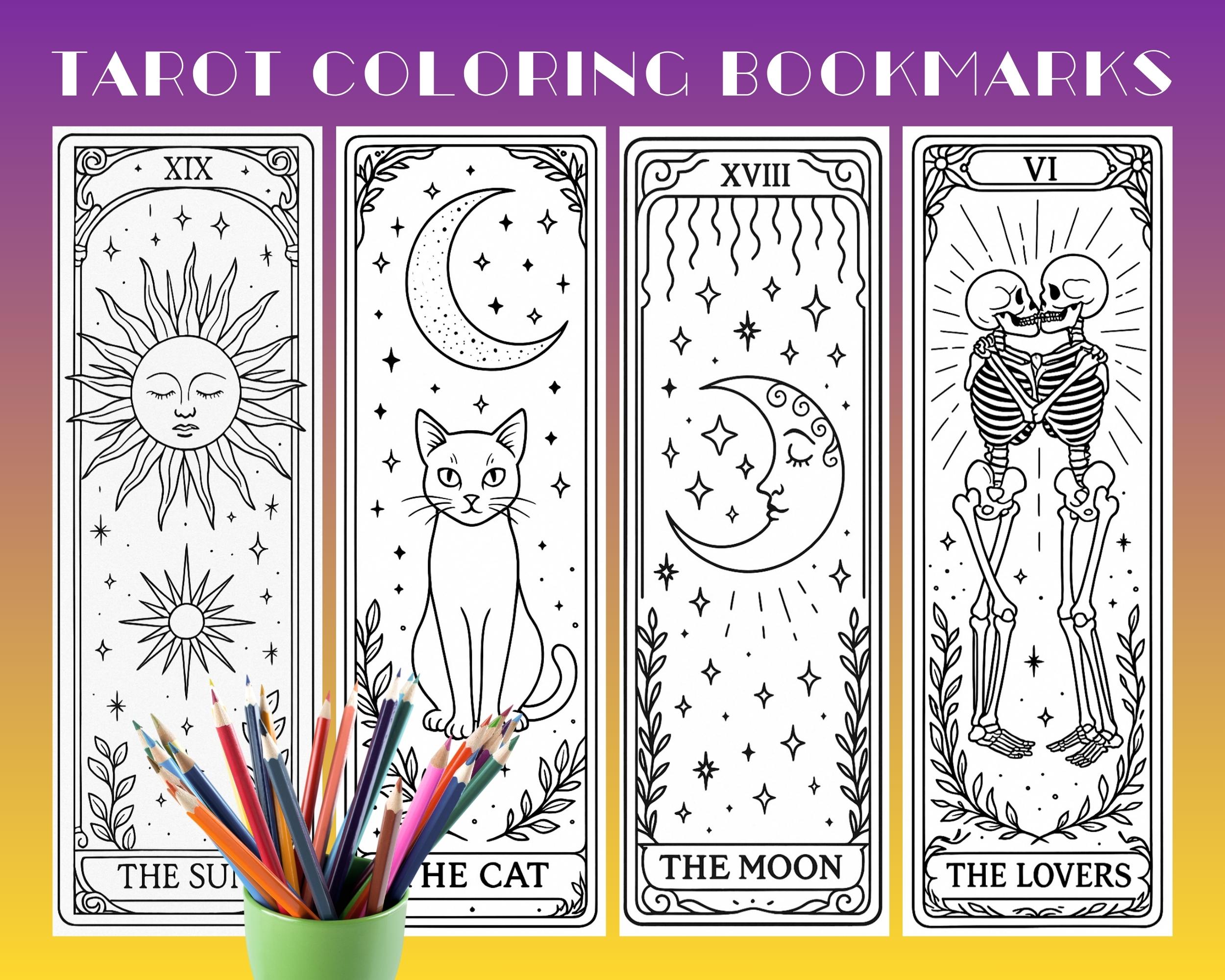 Printable Tarot Coloring Bookmarks, Digital Download, DIY Tarot Cards ...