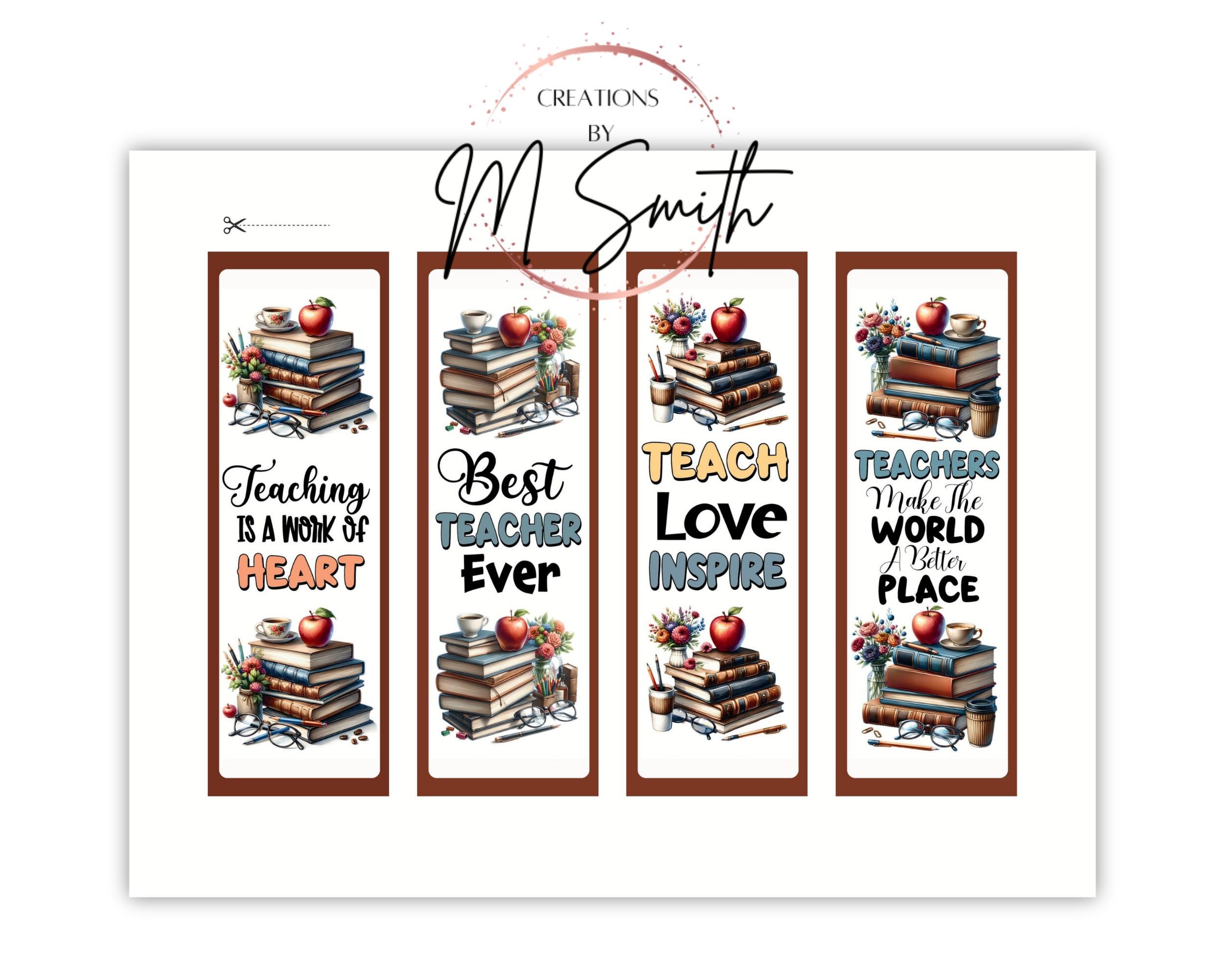 Teacher Appreciation Bookmarks: Set of 4 Printable Designs (PDF) - Etsy