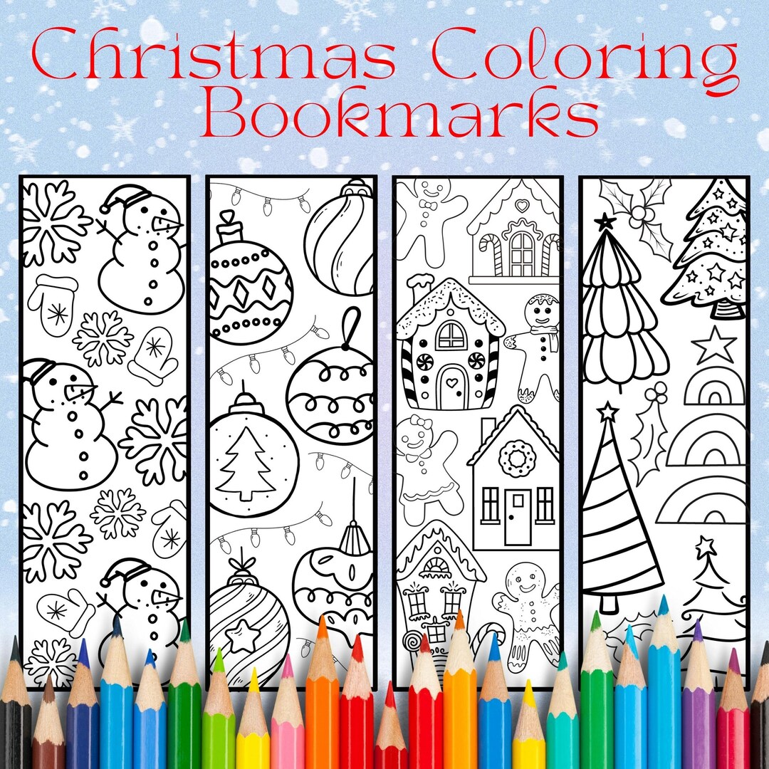 Christmas Coloring Bookmarks, Printable Color and Cut Bookmarks ...