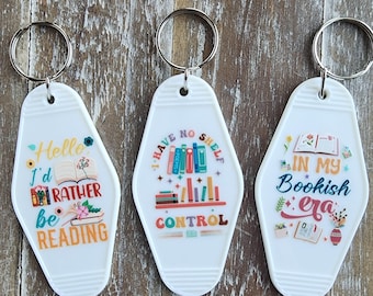 Bookish Motel Keychain: Retro Literary Key Tag
