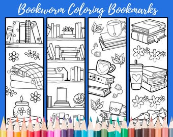 Marcapáginas para colorear de ratones de biblioteca, actividad relajante para amantes de los libros, recuerdos para fiestas temáticas de libros, actividad para clubes de lectura, manualidades literarias, marcapáginas DIY