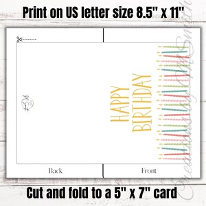 Printable Happy Birthday Card, Birthday Candles, Instant Download, Card ...