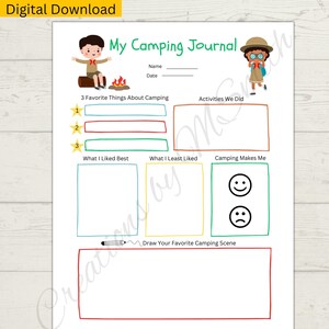 Camping Journal for Kids, Kids Camping Diary, Printable Journal ...