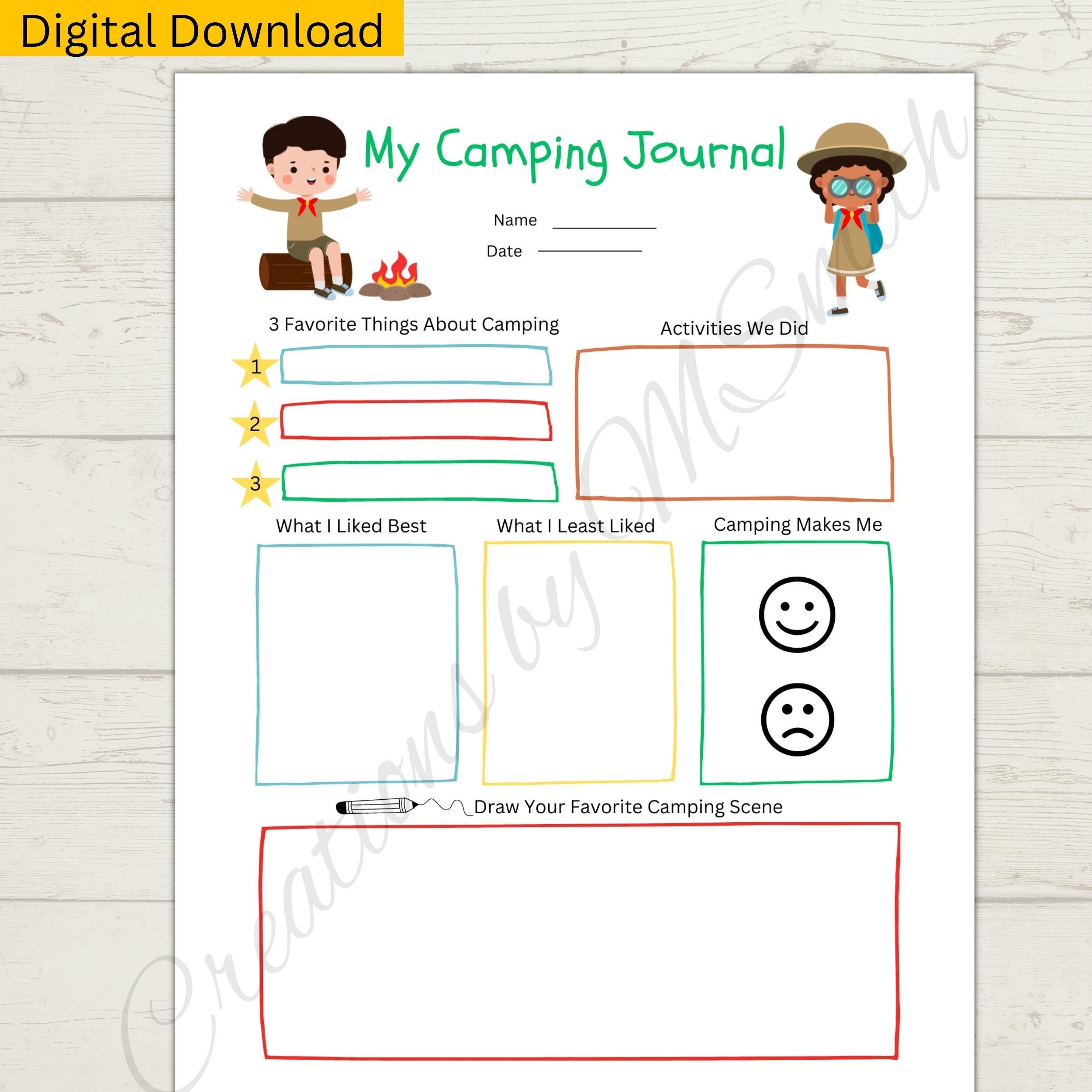 Camping Journal for Kids, Kids Camping Diary, Printable Journal ...