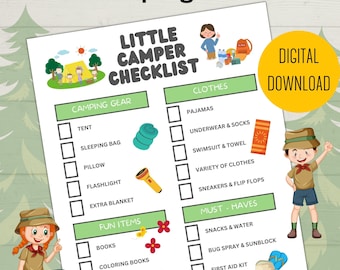 Kids Camping Checklist: Little Camper Printables (Digital Download)