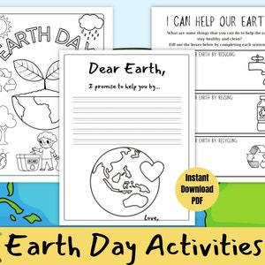 Actividades del Día de la Tierra para niños, Carta del Día de la Tierra, Hoja de trabajo del Día de la Tierra, Imprimible del Día de la Tierra, Actividad de Ciencias de la Tierra, Colorear del Día de la Tierra