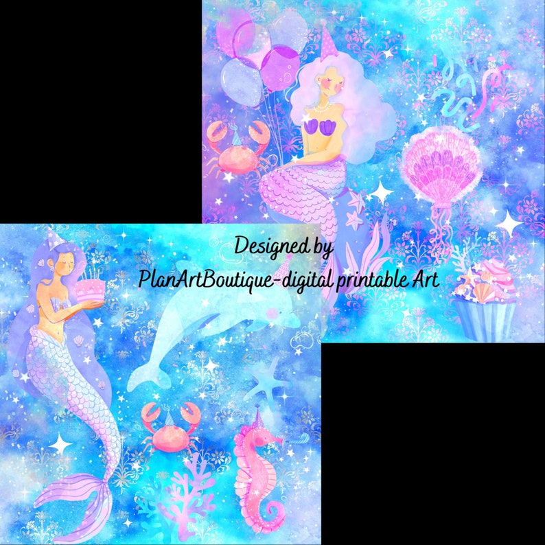 Printable Digital Paper CELEBRATING MERMAIDS 6 Large Sheets - Etsy