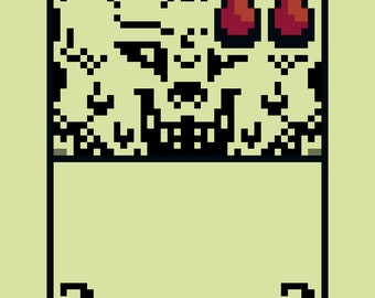 Könnte beinhalten: Ein Schwarzweiß-Pixelbild eines Schädels mit roten Augen. Der Schädel befindet sich in einem quadratischen Rahmen mit der Zahl "3" unten links und der Zahl "2" unten rechts. Der Text "ALPHAKIIWI" befindet sich unter dem Rahmen und der Text "25/27" unter der Zahl "2".