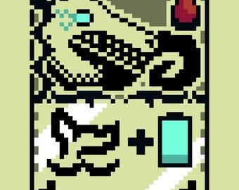 Könnte beinhalten: Eine Pixel-Art-Illustration eines schwarz-weißen Wesens mit einem blauen Auge und einer roten Flamme. Das Wesen befindet sich in einer Box mit dem Text "1 + 1 = 1" und den Worten "Alphakiwi" und "01/27".