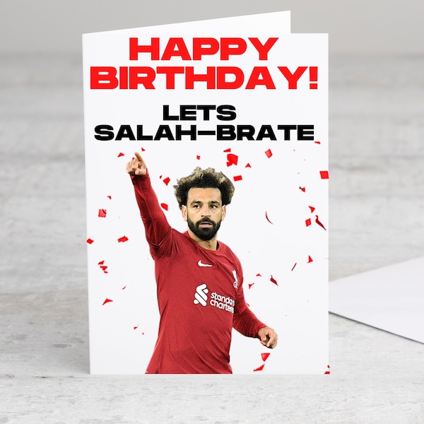 Salah Liverpool Football Birthday Card - Football Birthday Card