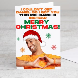 Daniel Ricciardo F1 Christmas Card - I couldn't get Daniel so I got you this Ric-card-o, Xmas Card for McLaren Formula 1 Fan