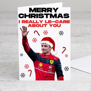 Charles Leclerc prend soin de vous Formule 1 Ferrari, carte de Noël