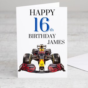 Formula One F1 Birthday Card Personalise with Age and Name