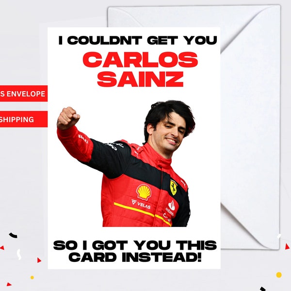 Carlos Sainz F1 Formula One Ferrari, Birthday Card, Anniversary Card