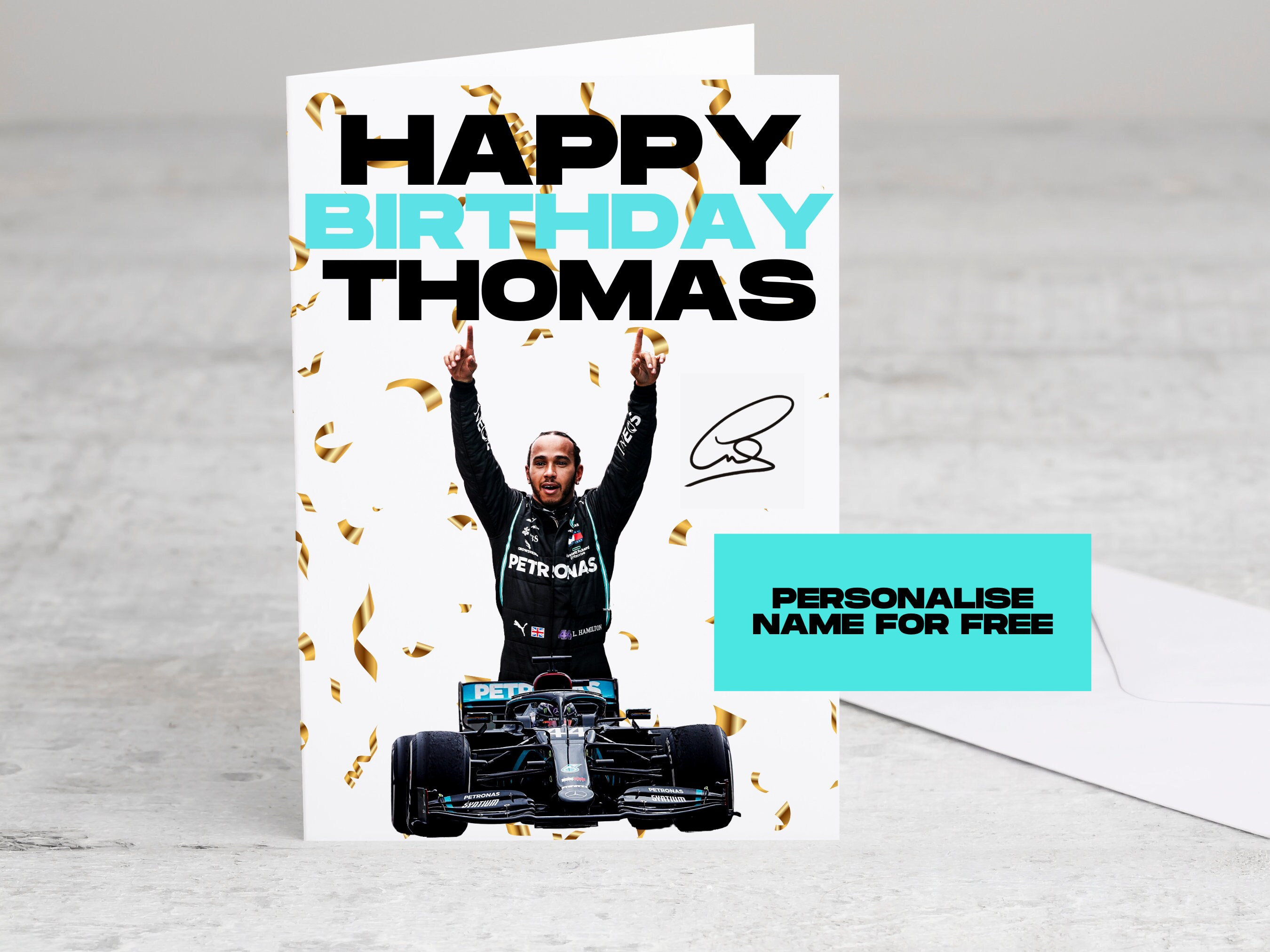 F1 Birthday Card Lewis Hamilton Personalise Name - Etsy
