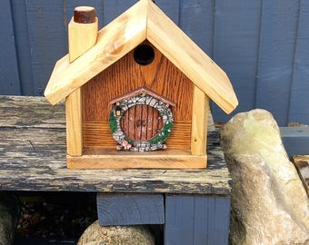 Birdhouse / Fairy Door Birdhouse / Handmade Nest box / Garden Ornament