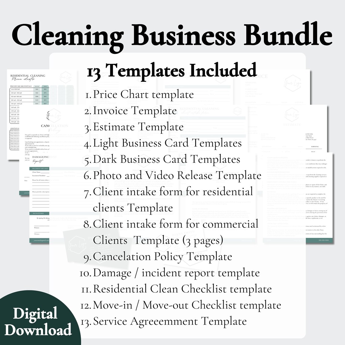 Editable Cleaning Service Bundle Cleaning Business Templates Etsy