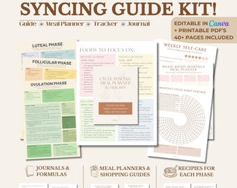 Cycle Syncing Kit | Hormone Balance Guide, Meal Planner (Canva Editable, Digital Download)