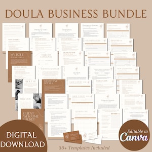 Doula Business Bundle Editable | Birth Postpartum Doula Templates | Canva Forms, Contracts, Intake forms, Handouts & Email Kit, Birth Worker