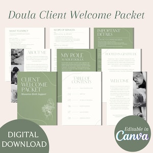 Doula Client Welcome Packet Template | Canva Editable | Birth and Postpartum Doula Client Guide | Boundaries, Services,  Expectations