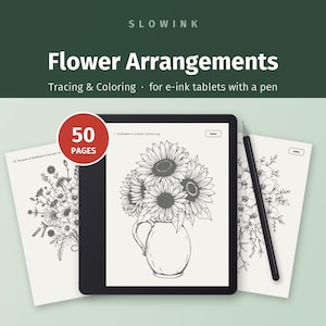 Blombuketter - bläckkalkeringsbok: 50 sidor för Kindle Scribe, reMarkable, Boox