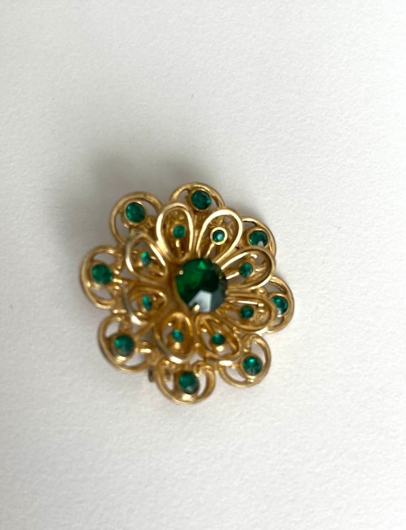 Coro Jewelry|Green|Gold Pendant - image 1