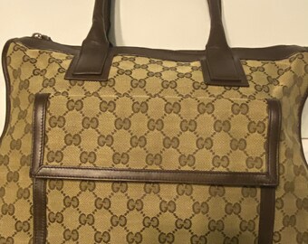 Authentic Gucci Ophidia Jumbo GG Canvas Tote Purse Brown GORGEOUS