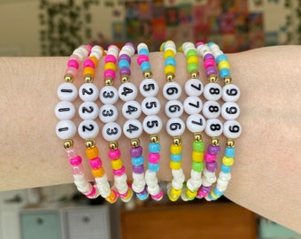 Angel Number Aura Seed Bead Bracelet | Angel Number Stretch Bracelet | Intuition, Manifestation Jewelry | Hippie, Boho Accessories