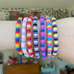 LGBTQ Pride Flag Clay Bead Stretch Bracelet Transgender Lesbian Asexual Bisexual Pansexual Nonbinary Pride Pride Month Gift Etsy