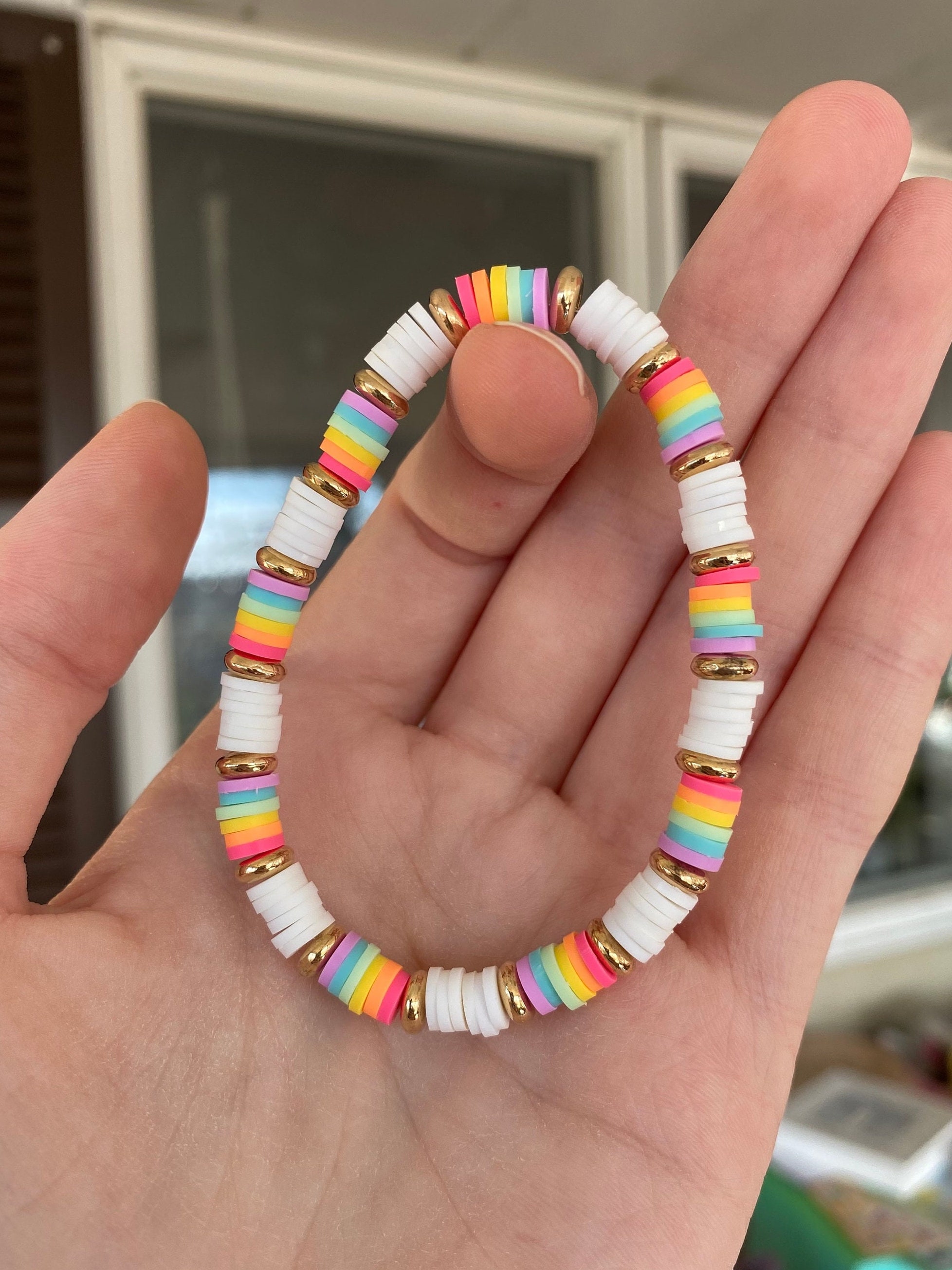 Rainbow Blast Clay Bead Bracelet 