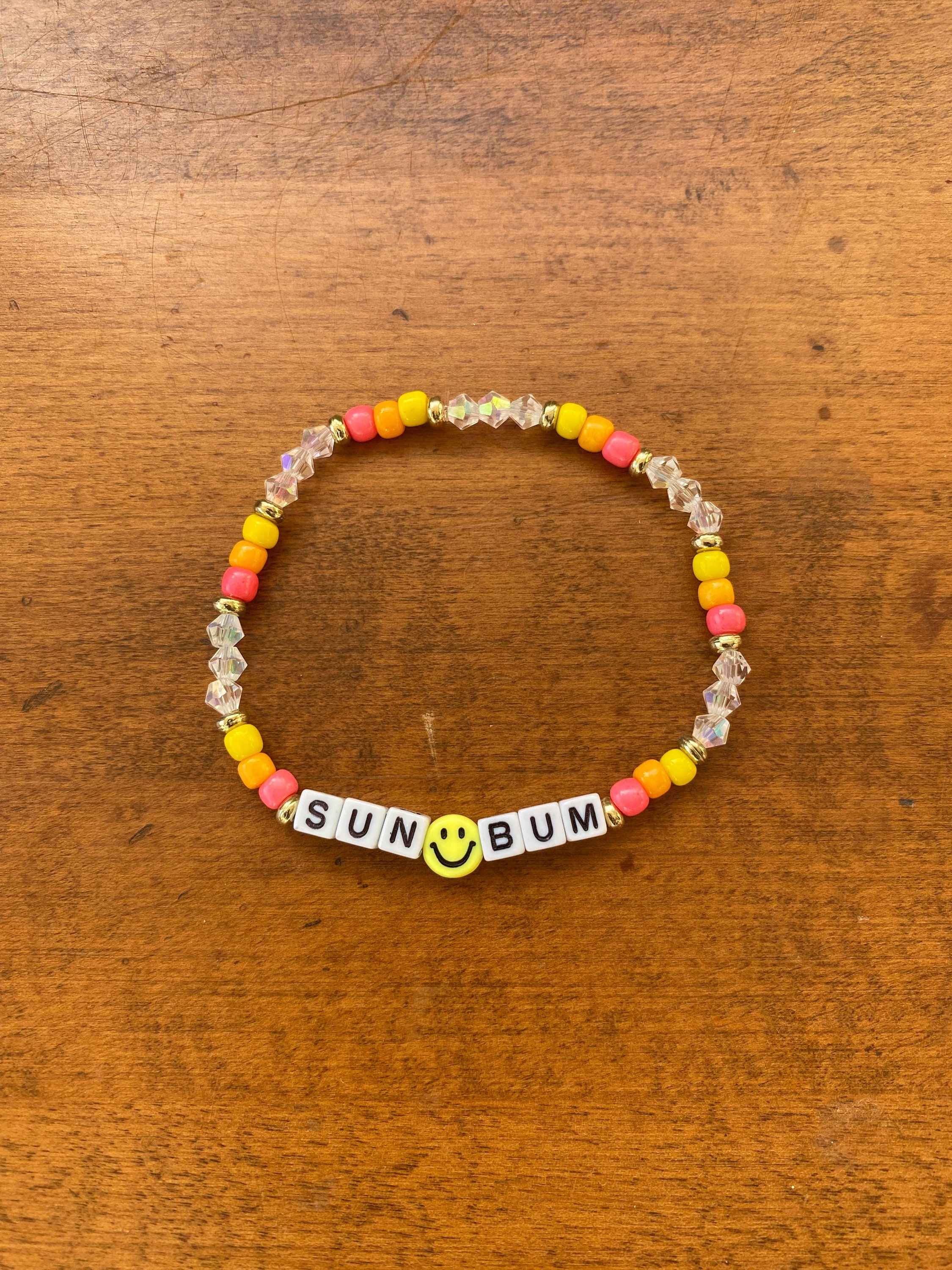 Dainty Word Bracelet sun Bum Stackable Stretch Etsy