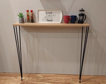 Console Slim Table with Hairpin Legs 100cm/90cm/20cm Wall Mounted Radiator Cover for Entryway Narrow Console Foyer Table Slim and Thin Table