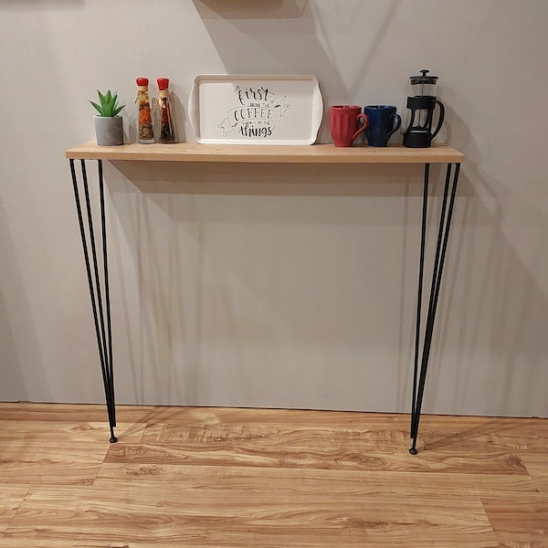 Console Slim Table with Hairpin Legs 100cm/90cm/20cm Wall Mounted Radiator Cover for Entryway Narrow Console Foyer Table Slim and Thin Table