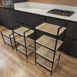 Bathroom Storage Shelf - Standregal - Standing Shelves - Free Standing Organizer - Badregal Stehend - Küchenregal Stehend - Holzregal