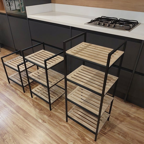 Staande planken-keukenplank-badkamer en kantoorgebruik houten aanrecht decoratieve metalen opbergstandaard housewarming cadeau-idee