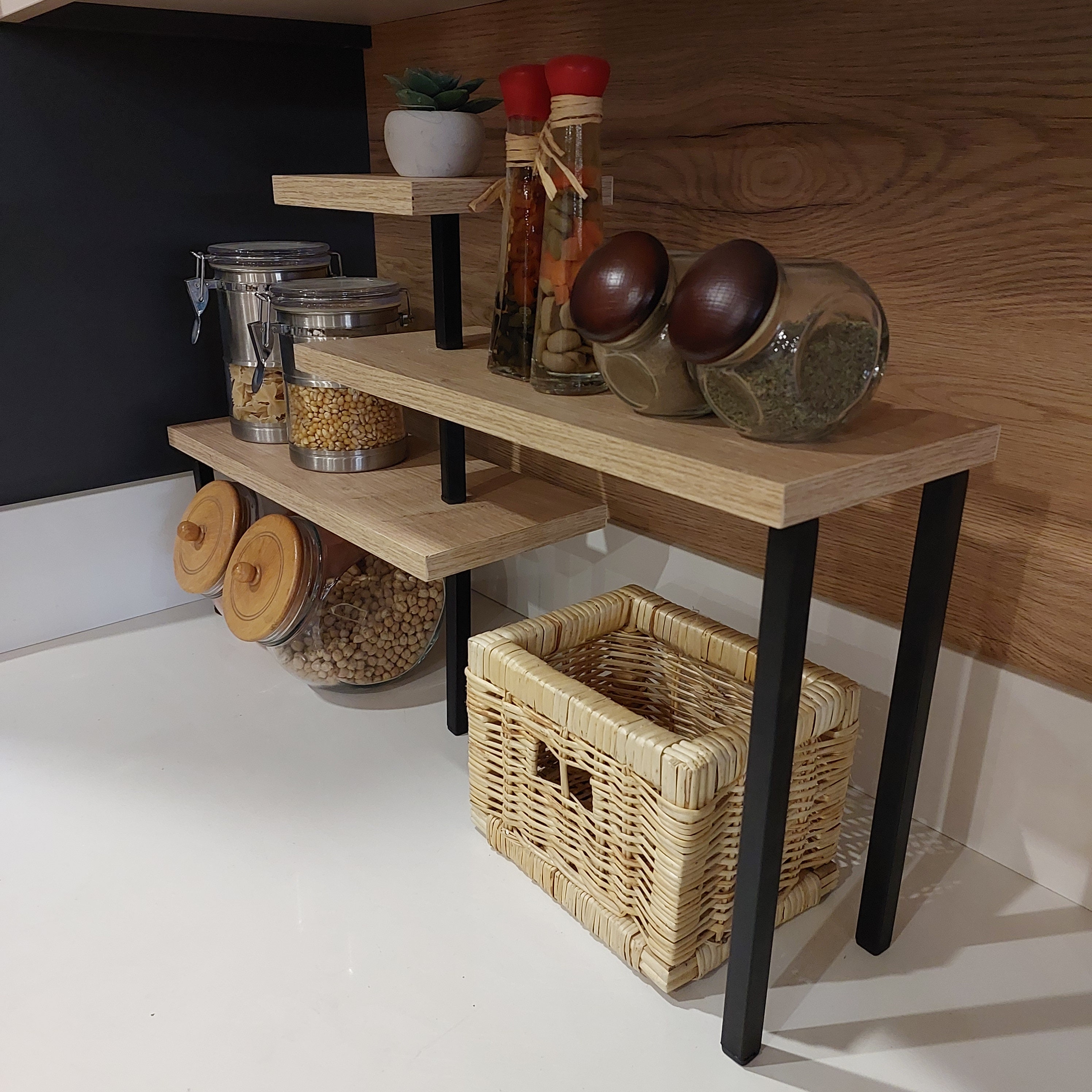 FLE Eckregal 2-etagig – Badezimmer-Organizer, 27x27x15 Cm, Schwarz, Für Kosmetik, Pflege & Deko