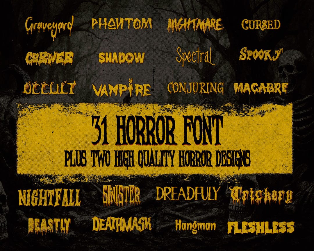 Scary Drip Blood Horror Font Bundle • Gothic Halloween Typeface • TTF ...
