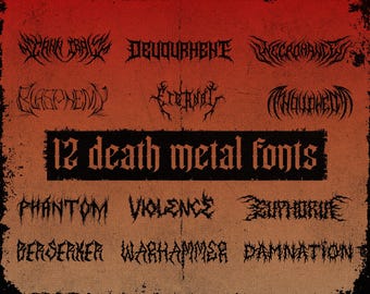 12 Premium Death Metal Fonts - Gothic, Black Metal, Horror Fonts Bundle for Band Logos, Posters, and Merch