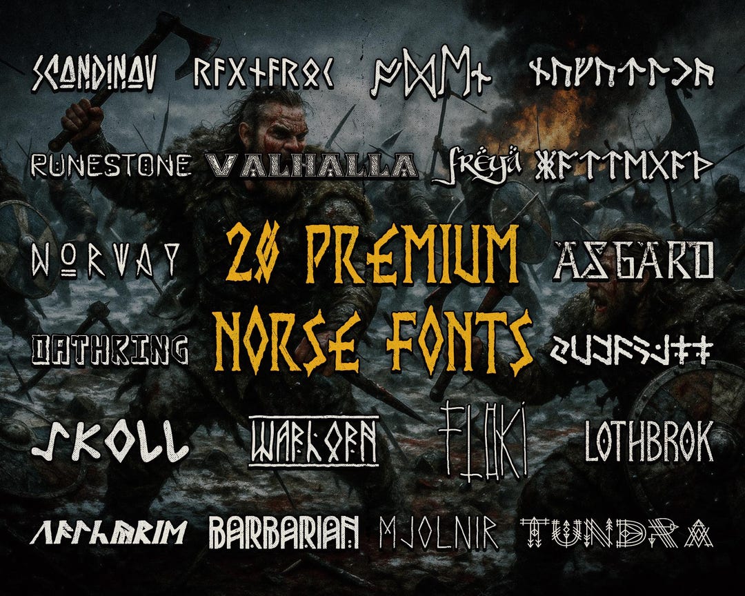 Viking & Norse Rune Fonts Bundle | 20 Elder Futhark OTF TTF Runic ...