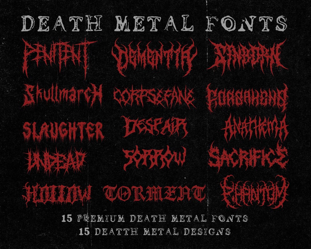 15 Premium Death Metal Fonts 15 High-quality Dark Designs Gothic, Black ...