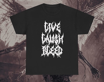 Camiseta Live Laugh Bleed: Camiseta con gráficos de death metal, camiseta de humor negro, ropa de heavy metal, merchandising de bandas hardcore, camiseta unisex de heavy metal