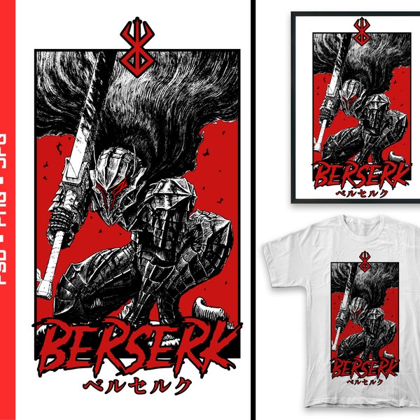 Berserker Armor Ready To Print PNG, B3rserk Rage Gutz Digital Design, Berzer Manga, Berserker Anime PNG JPG